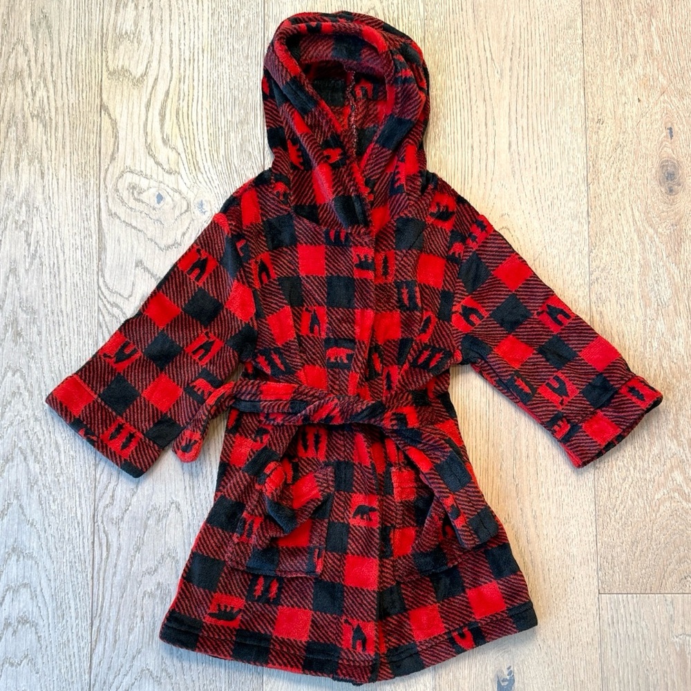 Cat & Jack Red & Black Plaid Bathrobe – 2/3T, NWOT